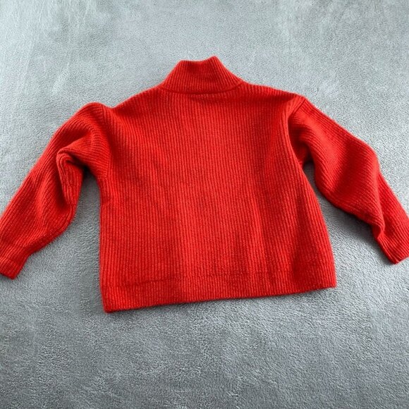 Vince Camuto Womens Red Ribbed Half-Zip Sweater L Acrylic Blend Long Sleeve 5882 - Picture 2 of 9